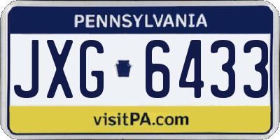 PA license plate JXG6433