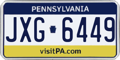 PA license plate JXG6449
