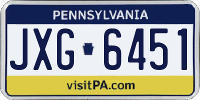 PA license plate JXG6451