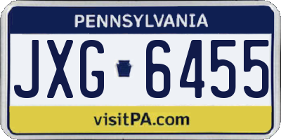 PA license plate JXG6455