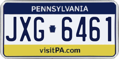 PA license plate JXG6461