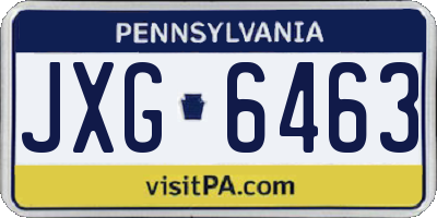 PA license plate JXG6463