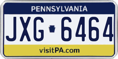 PA license plate JXG6464