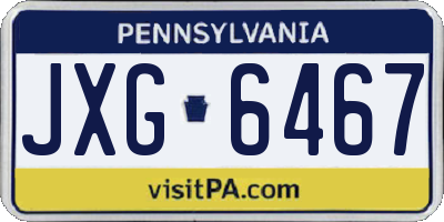 PA license plate JXG6467