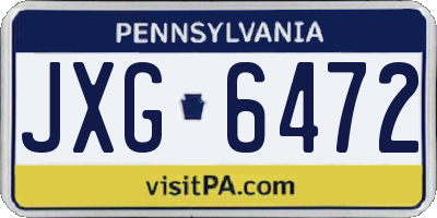 PA license plate JXG6472