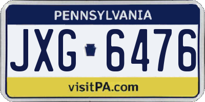 PA license plate JXG6476