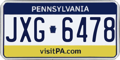PA license plate JXG6478