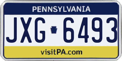 PA license plate JXG6493