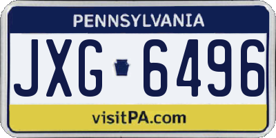 PA license plate JXG6496