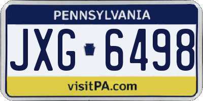 PA license plate JXG6498
