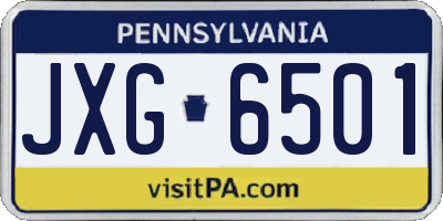PA license plate JXG6501