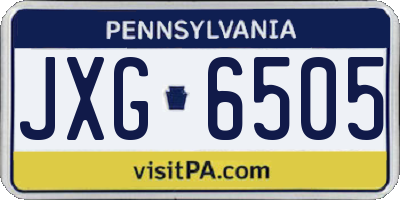 PA license plate JXG6505