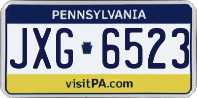 PA license plate JXG6523