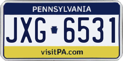 PA license plate JXG6531