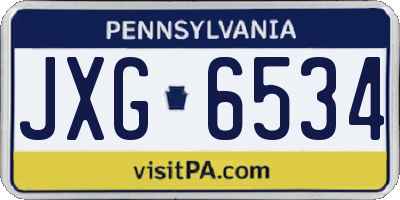 PA license plate JXG6534