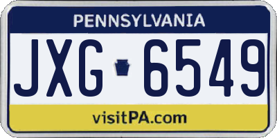 PA license plate JXG6549