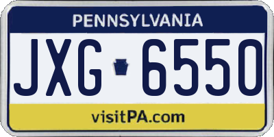 PA license plate JXG6550