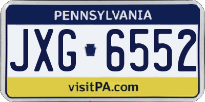 PA license plate JXG6552