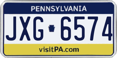 PA license plate JXG6574