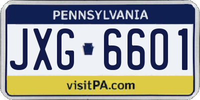 PA license plate JXG6601