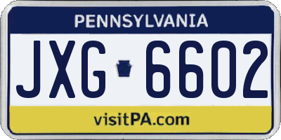 PA license plate JXG6602
