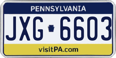 PA license plate JXG6603