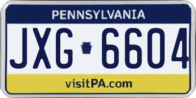 PA license plate JXG6604