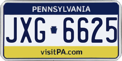 PA license plate JXG6625