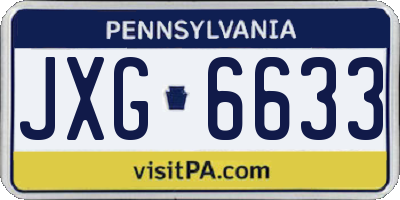 PA license plate JXG6633
