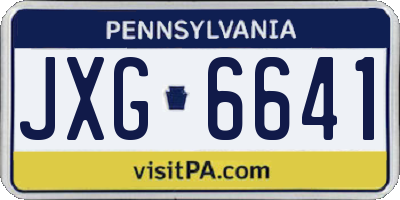 PA license plate JXG6641