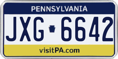 PA license plate JXG6642