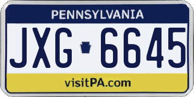 PA license plate JXG6645