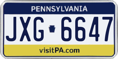 PA license plate JXG6647