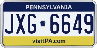 PA license plate JXG6649