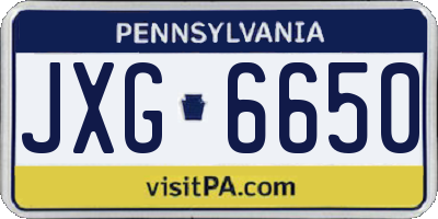 PA license plate JXG6650