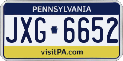 PA license plate JXG6652