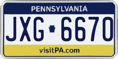 PA license plate JXG6670