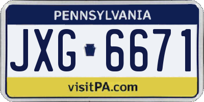 PA license plate JXG6671