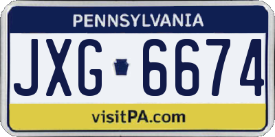 PA license plate JXG6674