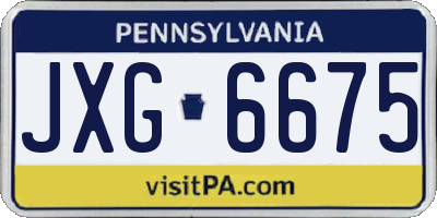 PA license plate JXG6675