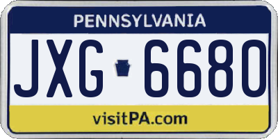 PA license plate JXG6680