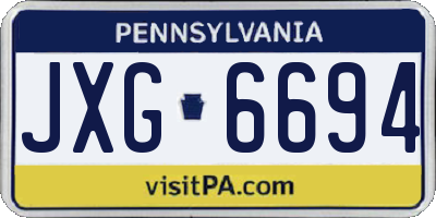 PA license plate JXG6694