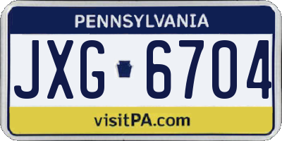 PA license plate JXG6704