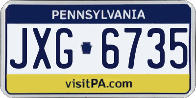 PA license plate JXG6735