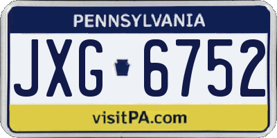 PA license plate JXG6752