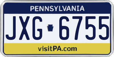PA license plate JXG6755