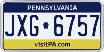 PA license plate JXG6757