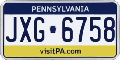 PA license plate JXG6758