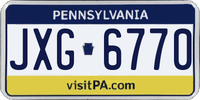 PA license plate JXG6770