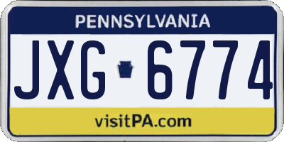 PA license plate JXG6774